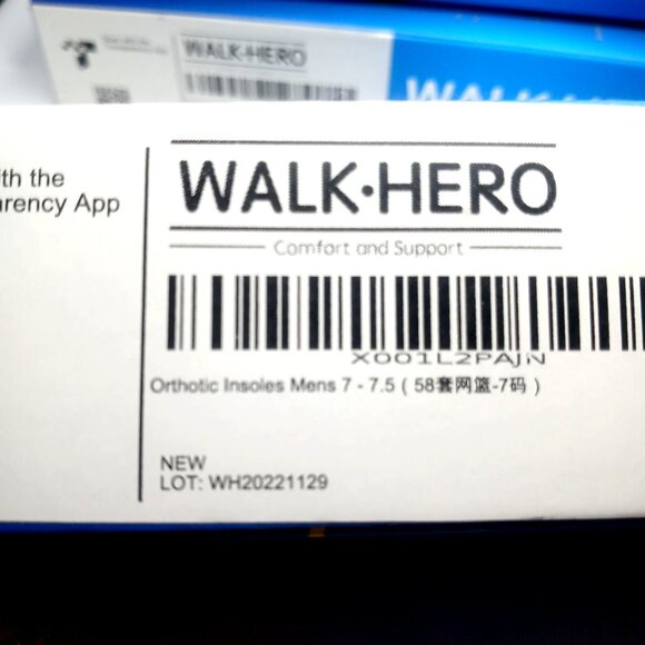 Walk-Hero Medical Orthotic Insoles Men's Size 7-7.5 Plantar Fasciitis Feet Pain - Picture 11 of 11